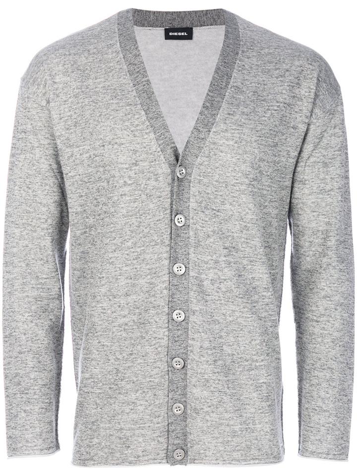 Diesel - V-neck Cardigan - Men - Cotton - L, Grey, Cotton