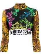 Versace Jeans Couture Baroque Long-sleeve Cropped Jumper - Black