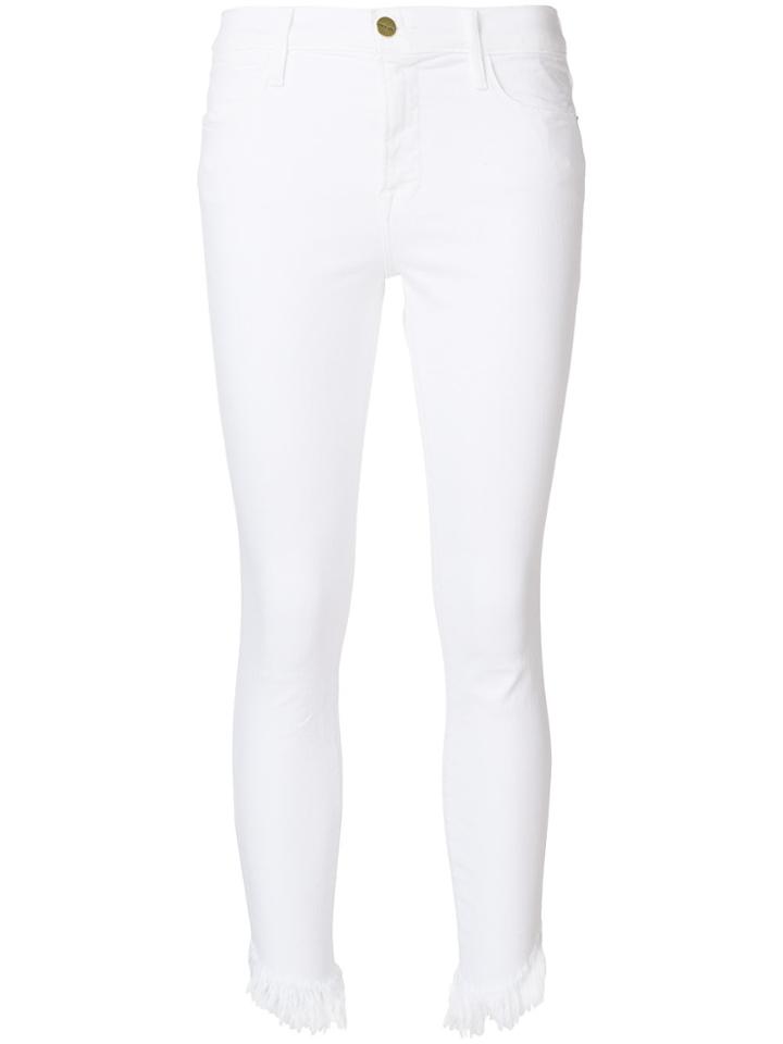 Frame Denim Frayed Hem Jeans - White