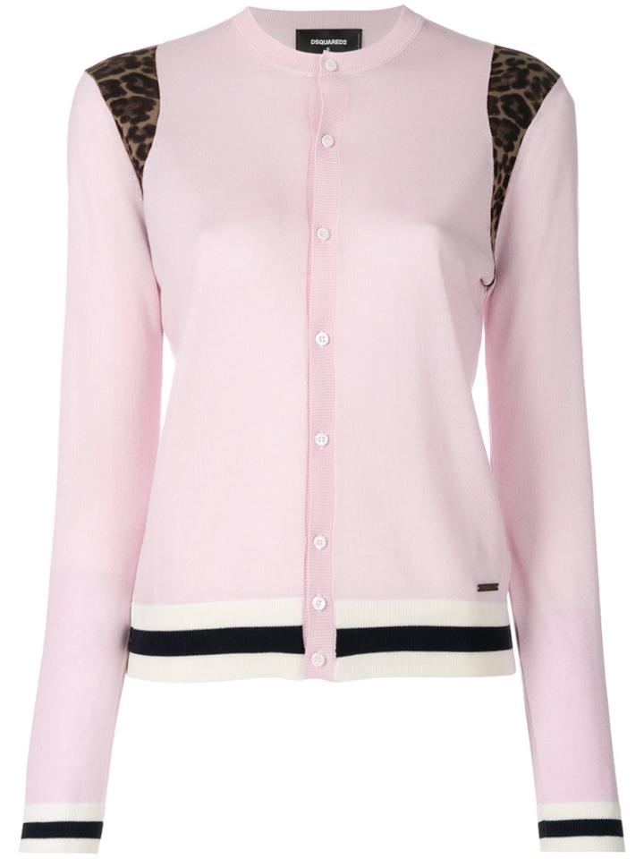 Dsquared2 Leopard Insert Cardigan - Pink & Purple