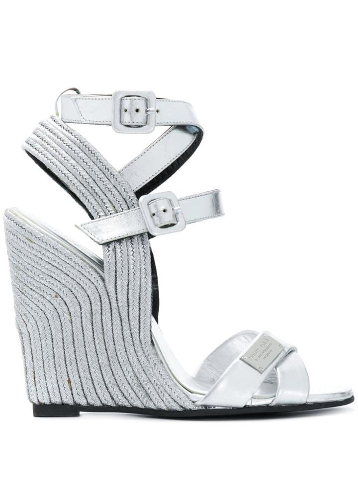 Philipp Plein High Wedge Sandals - Silver