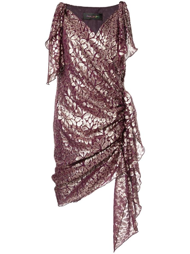 Romance Was Born Disco Paisley Wrap Dress - Purple