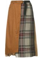 Guild Prime Pleated Contrast Check Skirt - Brown