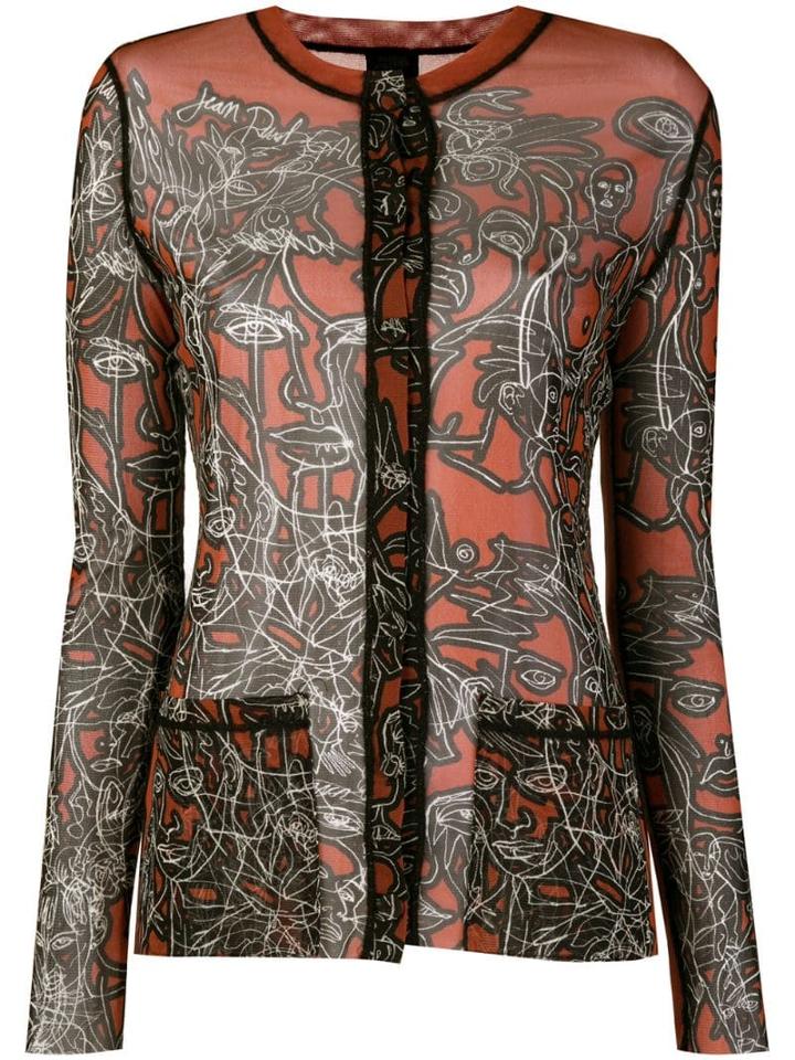 Jean Paul Gaultier Pre-owned Scrible Print Sheer Shirt - Yellow