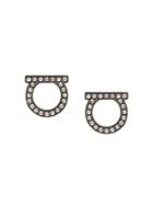 Salvatore Ferragamo Logo Crystal Studded Earrings - Metallic