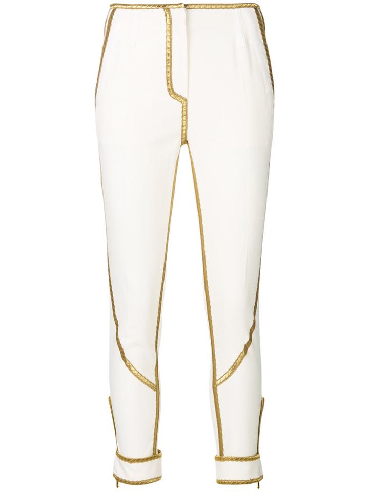 Roberto Cavalli Contrast Trim Trousers - White