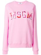 Msgm Logo Print Sweatshirt - Pink & Purple