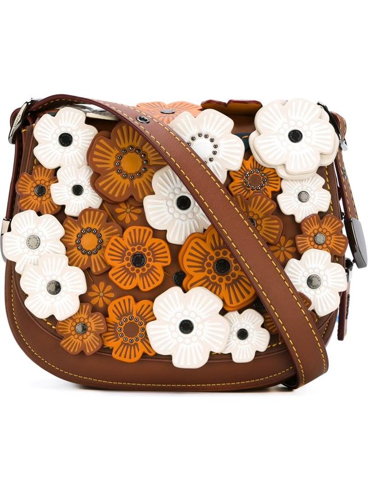 Coach Floral Applications Flap Shoulder Bag