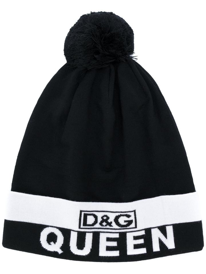 Dolce & Gabbana Logo Queen Intarsia Hat - Black