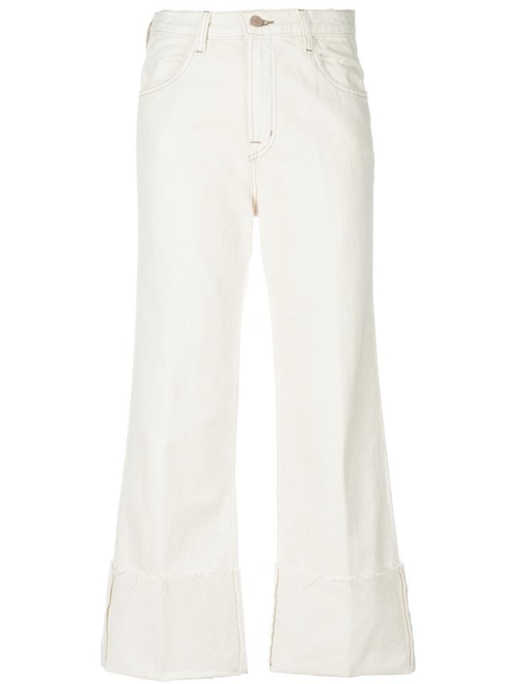 J Brand Wide Leg Cropped Jeans - White