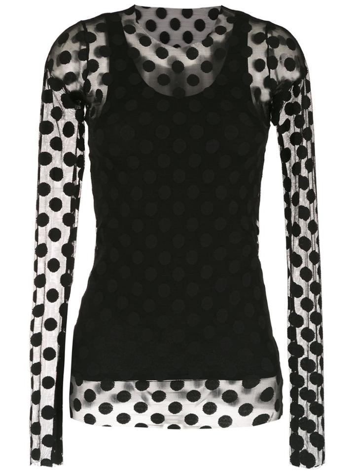 Gloria Coelho Polka Dot Tulle Blouse - Black