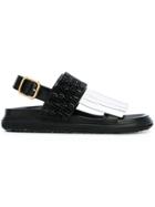 Marni Embellished Fringed Fussbett Sandals - Black