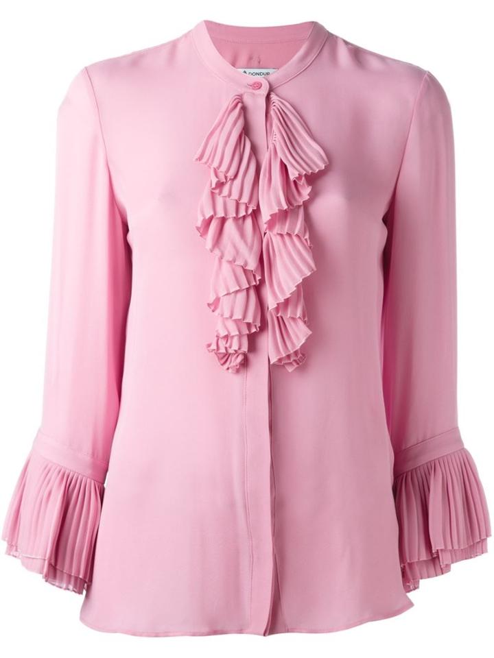Dondup Ruffle Detail Blouse, Women's, Size: 42, Pink/purple, Silk