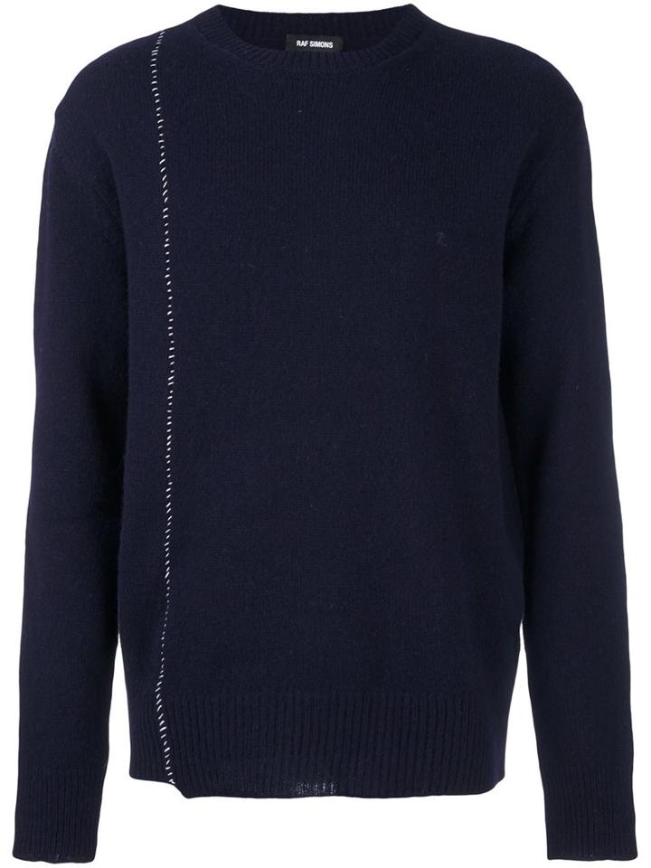 Raf Simons Stitch Detail Jumper, Men's, Size: Small, Blue, Virgin Wool