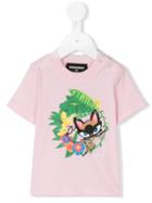 Dsquared2 Kids - Cat Print T-shirt - Kids - Cotton - 6 Mth, Pink/purple