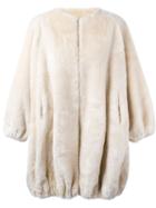 Moschino Vintage 'fur For Fun' Coat, Women's, Size: 44, Nude/neutrals