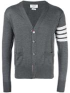Thom Browne V-neck Cardigan, Men's, Size: 4, Grey, Wool