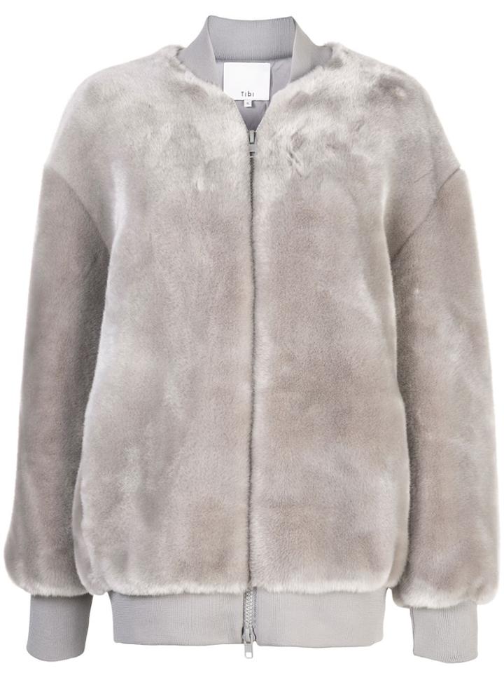 Tibi Zip Up Track Jacket - Grey