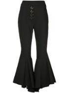 Ellery - High-rise Ruffled Trousers - Women - Polyester/spandex/elastane/wool - 8, Black, Polyester/spandex/elastane/wool