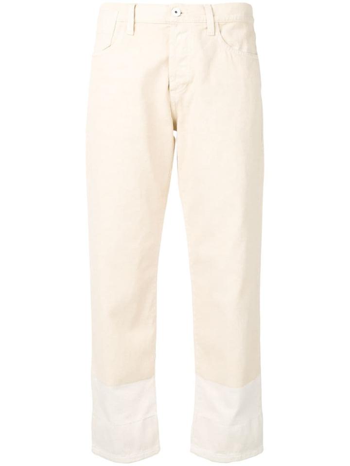 Marni Straight Leg Contrast Cuff Cropped Trousers - Neutrals