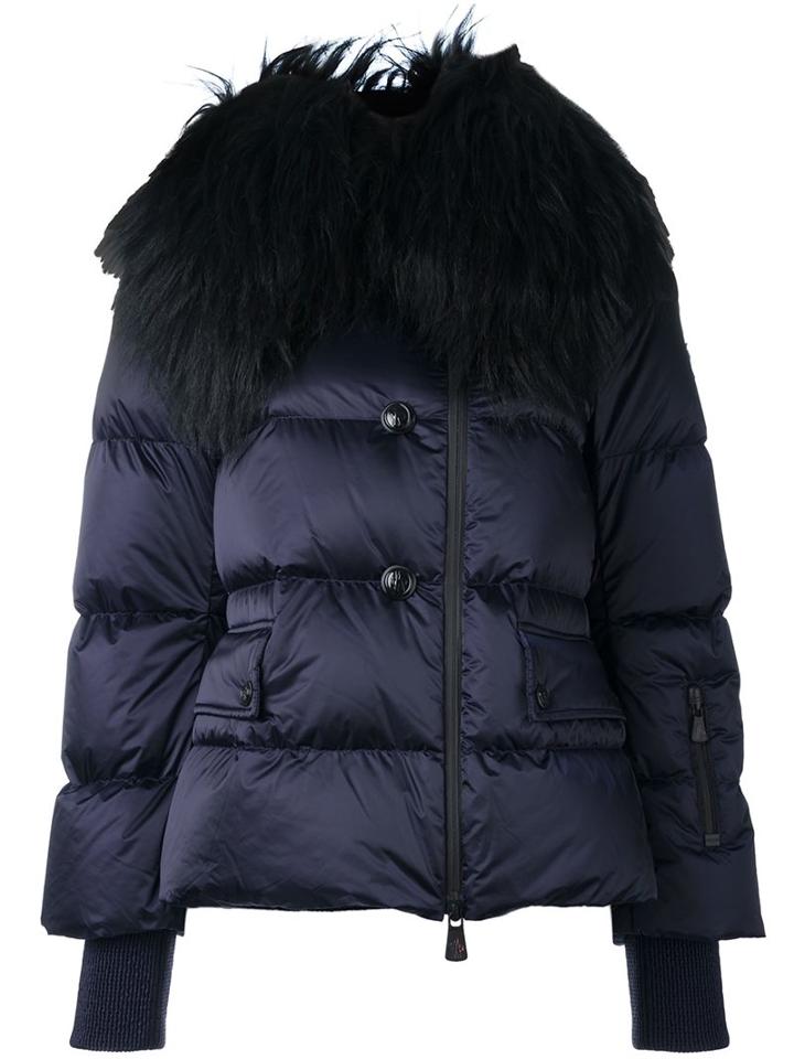 Moncler Grenoble Collar Detail Puffer Jacket, Women's, Size: I, Pink/purple, Polyamide/polyester/goat Fur