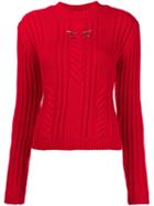 Mugler Chest Metallic Detail Pullover, Women's, Size: Medium, Red, Cashmere/wool