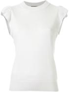 Loveless Ruffle Detail Sleeveless Knitted Top, Women's, White, Polyester/rayon