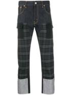 Junya Watanabe Checked Cropped Jeans - Blue