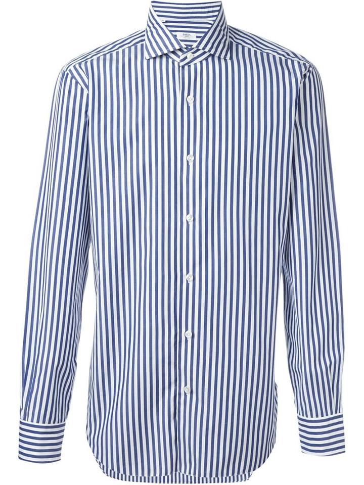 Barba Cuff Detail Pintriped Button Down Shirt