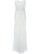 Alexander Mcqueen Draped Bustier Evening Dress, Women's, Size: 40, White, Silk/polyamide/spandex/elastane