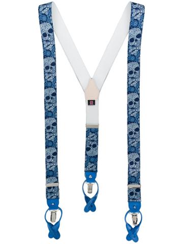 Albert Thurston Skull Paisley Braces - Blue