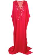 Oscar De La Renta Sequin Embellished Kaftan Dress - Red