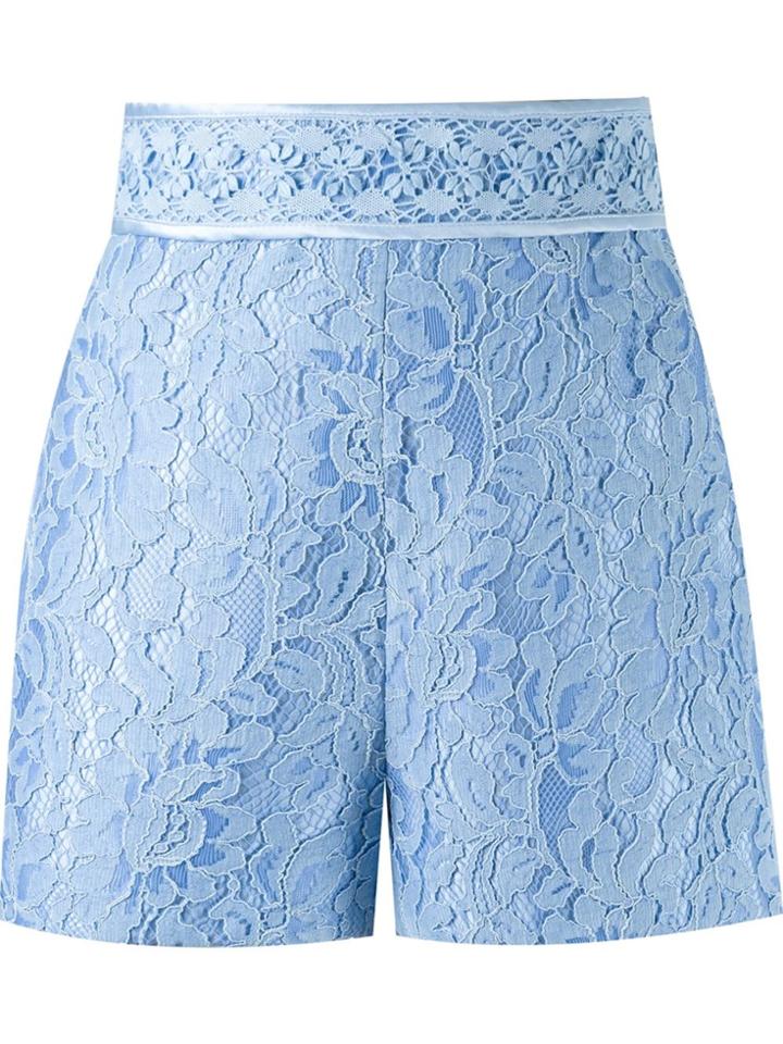 Martha Medeiros High-waisted Lace Shorts - Blue