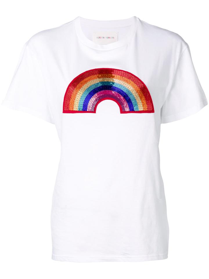 Alberta Ferretti Rainbow Embellished T-shirt - White