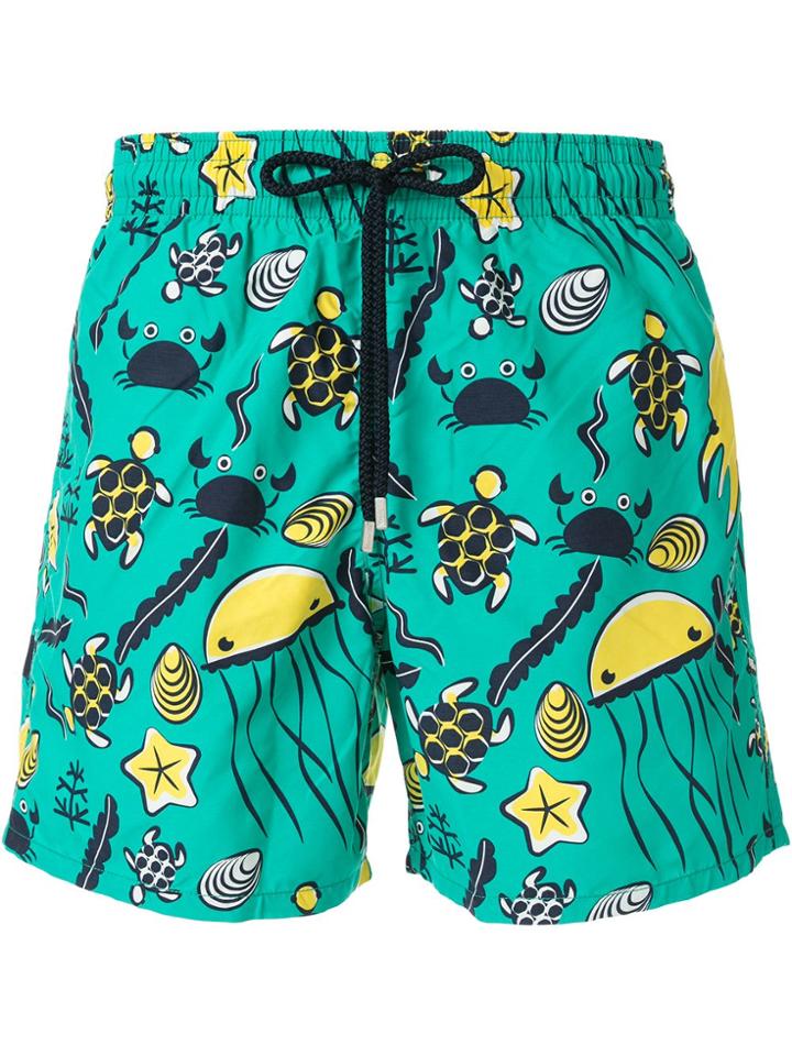 Vilebrequin Moorea Turtles-print Swim Shorts - Green