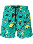 Vilebrequin Moorea Turtles-print Swim Shorts - Green
