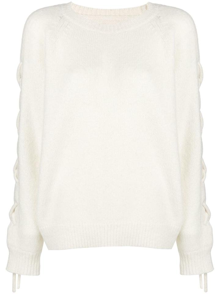 Iro Lace Up Sleeve Jumper - White