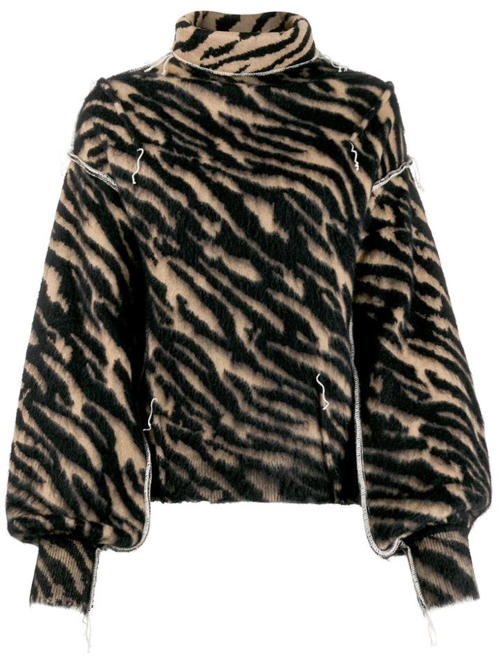 Unravel Project Zebra Striped Jumper - Black