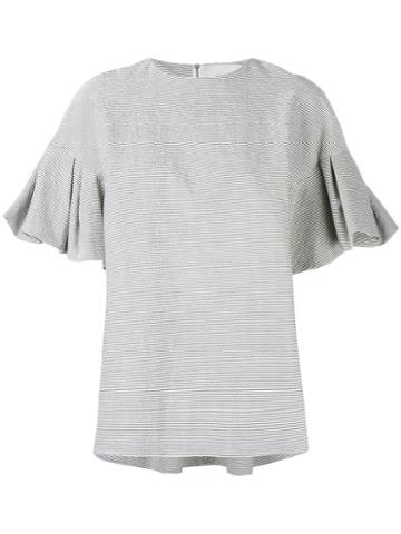 Calcaterra - Ruffled Sleeves T-shirt - Women - Cotton/spandex/elastane - 44, Women's, White, Cotton/spandex/elastane