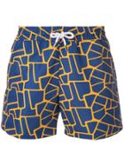 Frescobol Carioca Geometric Drawstring Shorts - Blue