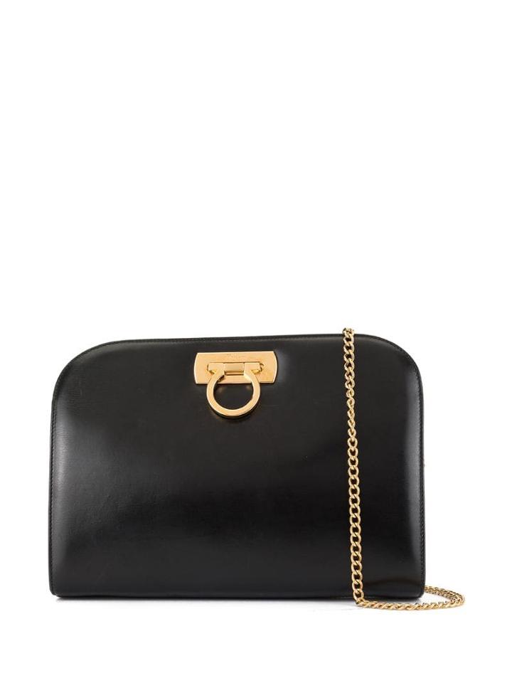 Salvatore Ferragamo Pre-owned Gancini Clasp Clutch Bag - Black