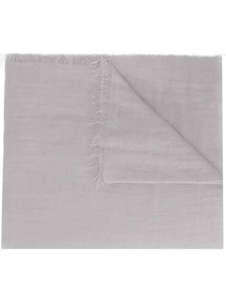 Rick Owens Frayed Edges Scarf, Women's, Grey, Silk/cotton/cashmere