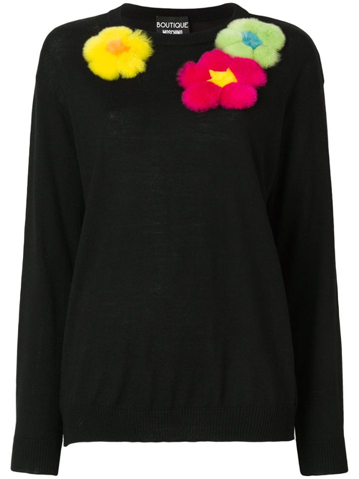 Boutique Moschino Floral Patch Sweater - Black