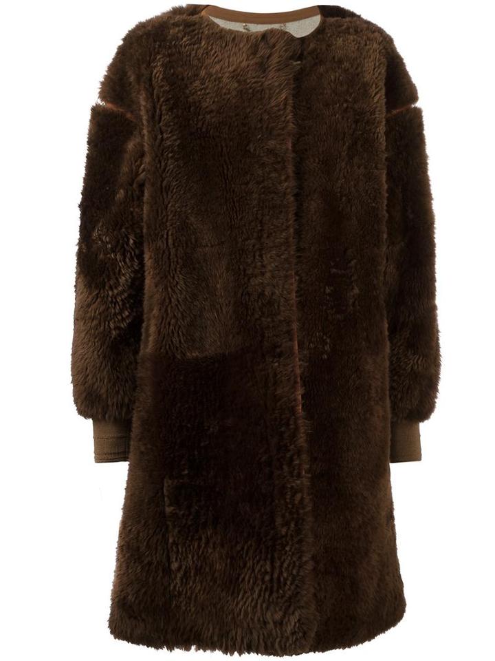 Chloé Teddy Shearling Coat, Women's, Size: 36, Brown, Cotton/polyamide/virgin Wool/sheep Skin/shearling