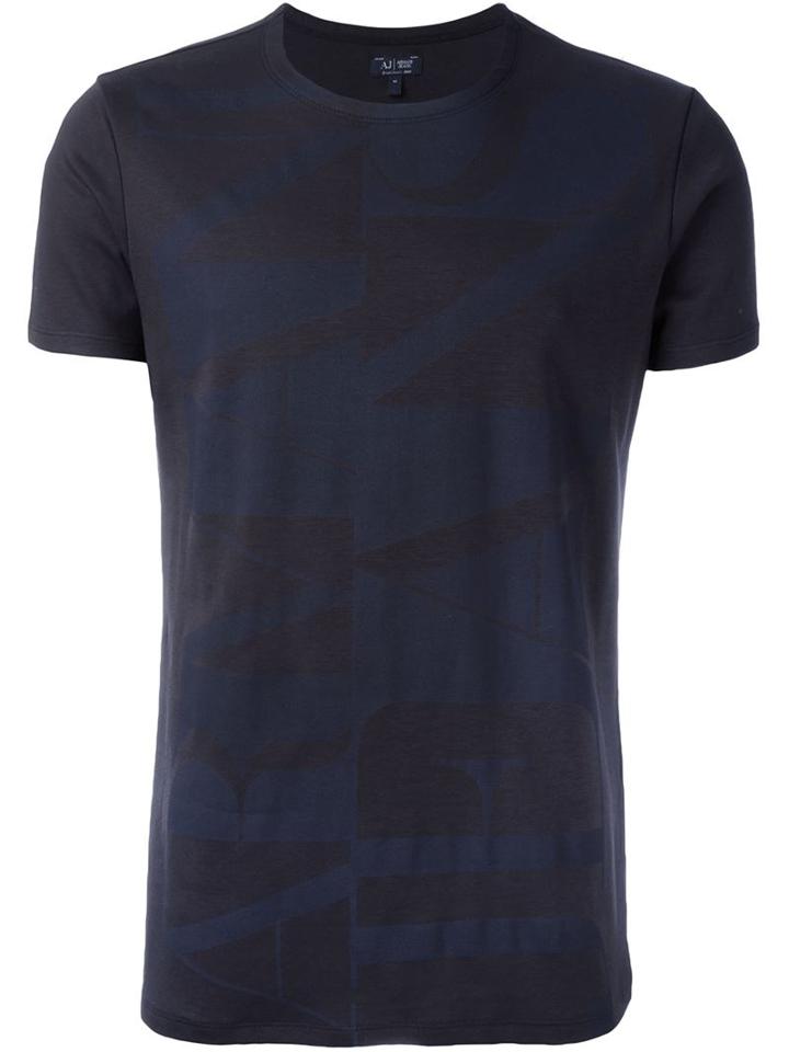 Armani Jeans Logo Print T-shirt, Men's, Size: L, Blue, Cotton