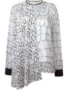 Issa Asymmetric Panel Printed Blouse, Women's, Size: 12, White, Silk
