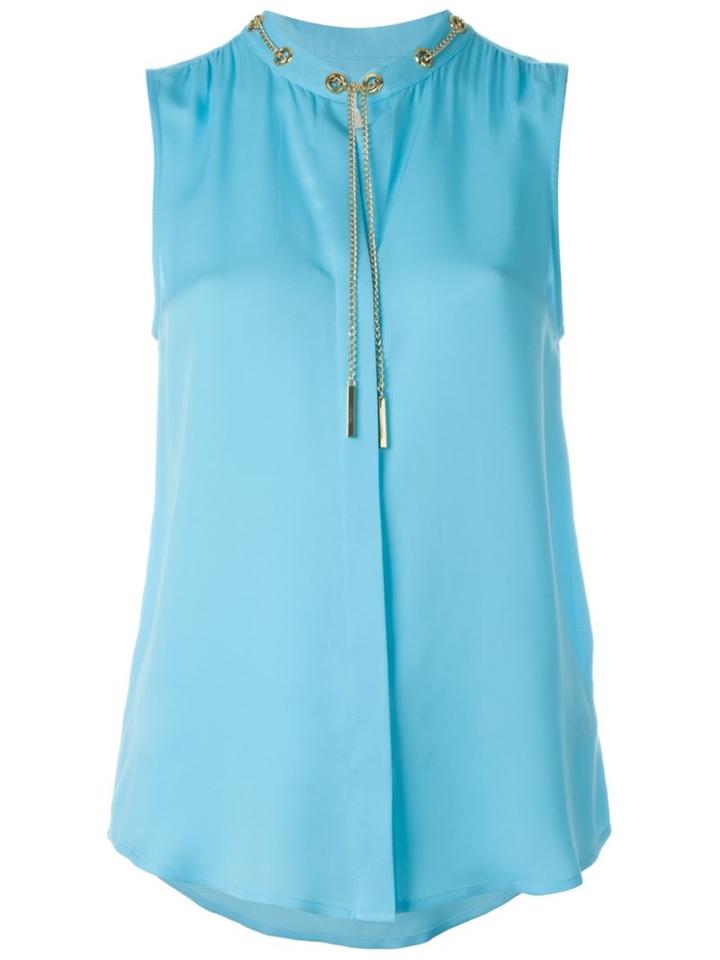 Michael Michael Kors Chain-neck Blouse, Women's, Size: Small, Blue, Silk