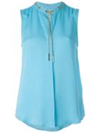 Michael Michael Kors Chain-neck Blouse, Women's, Size: Small, Blue, Silk