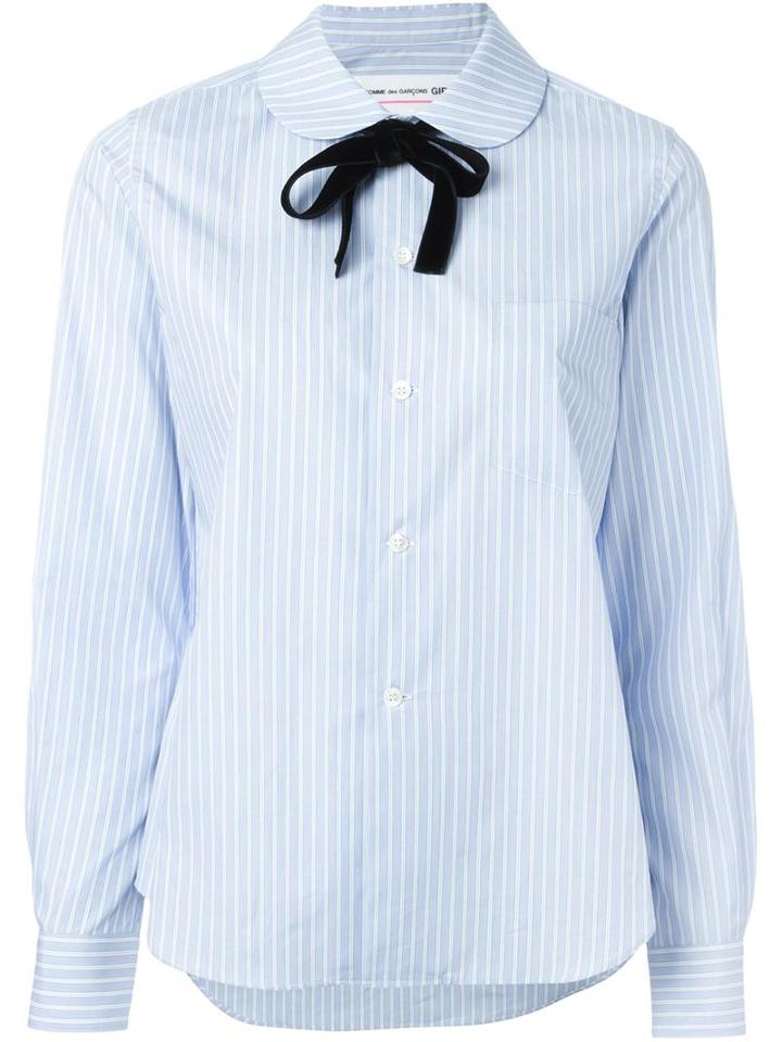 Comme Des Garçons Girl Bow Neck Detailing Striped Shirt
