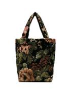 Simone Rocha Black Small Floral Print Tapestry Tote Bag